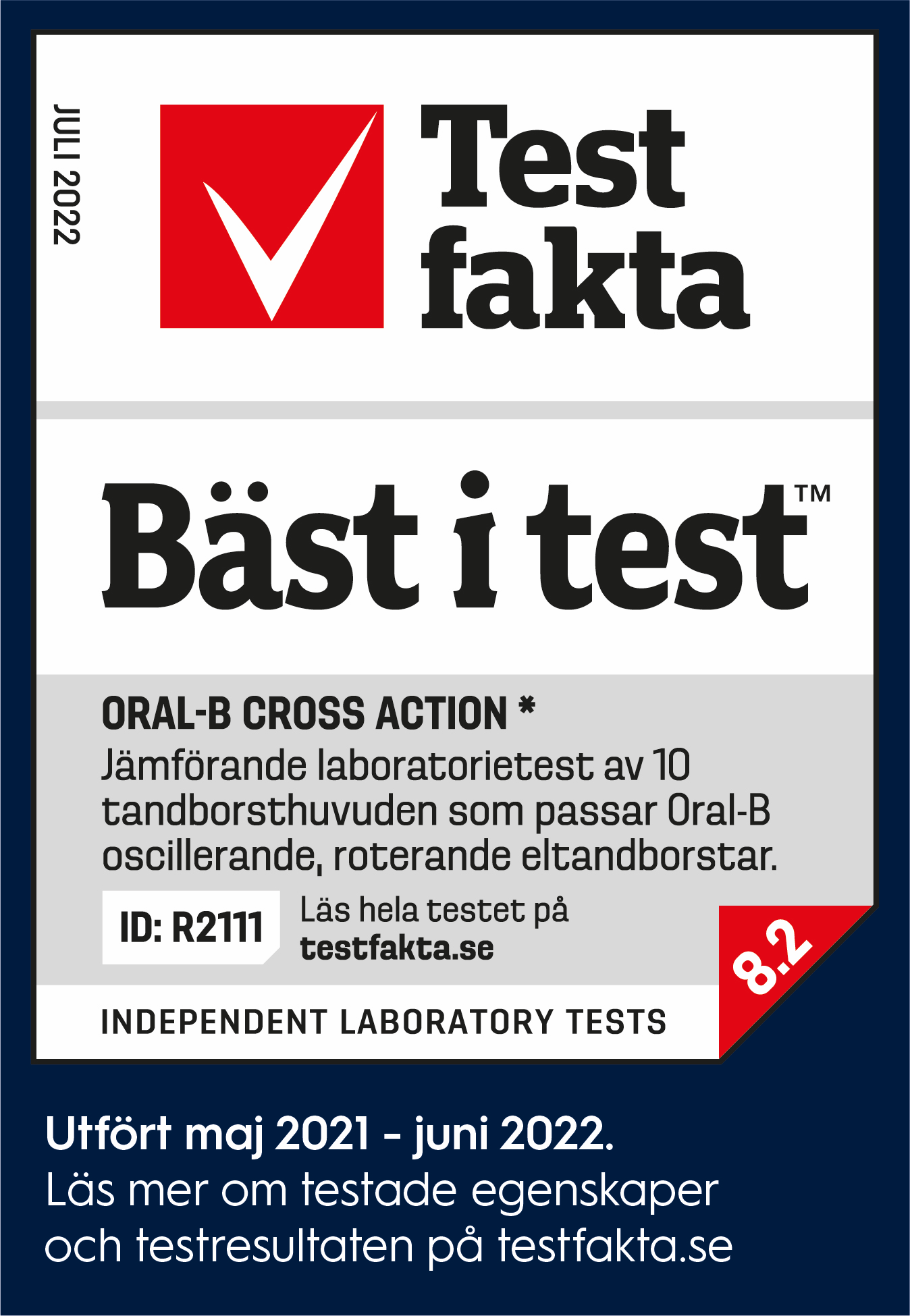 Testfakta Research har testat och jämfört tio borsthuvuden som passar Oral-B oscillerande, roterande eltandborstar. CrossAction från Oral-B var det borsthuvudet som blev utnämnt som bäst i test.